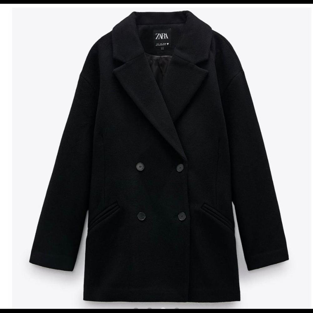 NWT ZARA buttoned oversized blazer coat in black